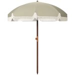 Parasol droit de plage jardin style boh�me a franges uv40 + vert