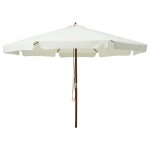 Parasol d'extrieur avec mt en bois 330 cm blanc sable