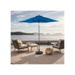 Parasol extrieur rectangulaire double face de 2, 7 m avec manivelle (bleu) (sans pied)