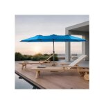 Parasol extrieur rectangulaire double face de 4, 5 m avec manivelle (bleu fonc) (sans pied)