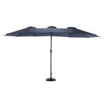 Parasol extérieur rectangulaire double face de 4, 5 m avec manivelle (bleu marine) (sans pied) Parasol extérieur rectangulaire double face de 4, 5 m avec manivelle (bleu marine) (sans pied)