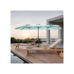Parasol extrieur rectangulaire double face de 4, 5 m avec manivelle (vert clair) (sans pied)