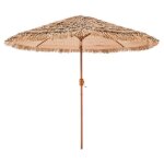 Parasol hawa�en 2, 7 m - duoku - inclinable - avec toit en chaume pp - 8 baleines m�talliques - protection ...