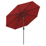 Parasol inclinable 2, 7 m manivelle stable pour terrasse design moderne en polyester rouge helloshop26 ...