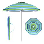 Parasol inclinable de plage 198 x 206 cm avec ancrage de sable et sac de transport design moderne en ...
