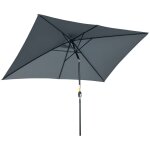 Parasol inclinable rectangulaire dim. 2, 95l x 1, 95l x 2, 4h m gris