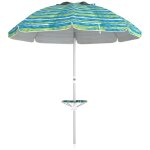 Parasol inclinable r�glable de plage protection uv50 + Ø190 cm sac et porte - gobelets inclus