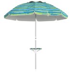 Parasol inclinable r�glable de plage protection uv50 + Ø190 cm sac et porte - gobelets inclus