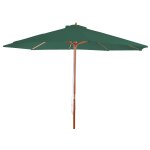 Parasol de jardin diam�tre 3, 5m polyester / bois 7kg couleur vert 04 0008011