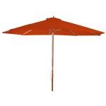 Parasol de jardin diam�tre 3, 5m polyester terre cuite et bois sans pied de parasol 04 0008010