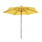 Parasol de jardin Ø 3 m avec m�t en bois et toile polyester uv50 coloris jaune 04 0010795