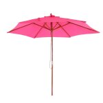 Parasol de jardin Ø 3 m avec m�t en bois et toile polyester uv50 coloris rose 04 0010796