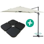 Parasol jardin d�port� alu  sun 3  - carr� - 3 x 3 m - ecru - dalles incluses