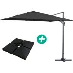 Parasol jardin d�port� alu sun 3 - carr� - 3 x 3 m - noir - dalles incluses