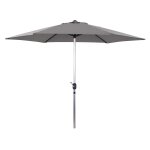 Parasol jardin droit alu  sol  - rond - � 3m - gris