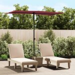Parasol de jardin et mat en aluminium 180x110 cm rouge bordeaux