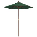 Parasol de jardin avec m�t en bois 196 x 231 cm vert helloshop26 02 0008367
