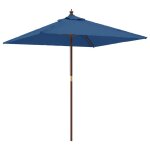 Parasol de jardin avec m�t en bois 198 x 198 x 231 cm bleu helloshop26 02 0008338
