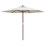 Parasol de jardin avec m�t en bois 299 x 240 cm sable helloshop26 02 0008354