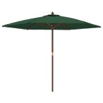 Parasol de jardin avec mt en bois 299 x 240 cm vert helloshop26 02 0008369