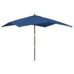 Parasol de jardin avec mt en bois 300 x 300 x 273 cm bleu helloshop26 02 0008340