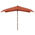 Parasol de jardin avec m�t en bois 300 x 300 x 273 cm orange helloshop26 02 0008365