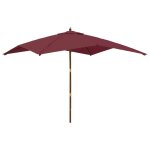 Parasol de jardin avec m�t en bois 300 x 300 x 273 cm rouge bordeaux helloshop26 02 0008350
