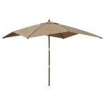 Parasol de jardin avec mt en bois 300 x 300 x 273 cm taupe helloshop26 02 0008360
