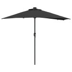 Parasol de jardin pliable moderne avec eclairage led 294 x 150 x 223 cm en polyester noir helloshop26 ...