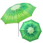 Parasol de jardin matiere polyester - acier couleur vert theme kiwi d 180 cm h 190 cm plage touristique ...