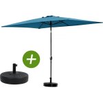 Parasol jardin  sol 2  - rectangle - 2 x 3 m - bleu + dalles a lester incluses