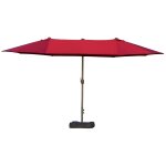Parasol de jardin xxl dim. 4, 6l x 2, 7l x 2, 4h m ouverture fermeture manivelle pied & contrepoids inclus ...