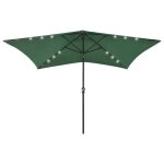 Parasol avec led et mt en acier vert 2 x 3 m helloshop26 02 0008073