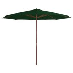 Parasol avec mt en bois 350 cm vert helloshop26 02 0008131