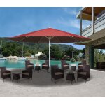 Parasol meran ii, gastronomie, parasol pour march, Ø 5m polyester, poteau alu blanc 28 kg rouge sans ...