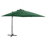Parasol meuble de jardin dport avec mt et lumires led 250 cm vert helloshop26 02 0008542