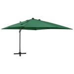 Parasol meuble de jardin d�port� avec m�t et lumi�res led 300 cm vert helloshop26 02 0008544