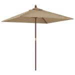 Parasol mobilier de jardin avec m�t en bois 198 x 198 x 231 cm taupe helloshop26 02 0008358