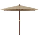 Parasol mobilier de jardin avec mât en bois 299 x 240 cm taupe helloshop26 02 0008359 Parasol mobilier de jardin avec mât en bois 299 x 240 cm taupe helloshop26 02 0008359