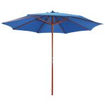 Parasol mobilier de jardin avec mât en bois 300 x 258 cm bleu helloshop26 02 0008117 Parasol mobilier de jardin avec mât en bois 300 x 258 cm bleu helloshop26 02 0008117