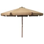 Parasol mobilier de jardin avec m�t en bois 330 cm taupe helloshop26 02 0008123