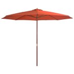 Parasol mobilier de jardin avec m�t en bois 350 cm orange helloshop26 02 0008130