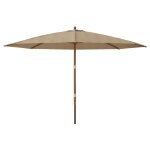Parasol mobilier de jardin avec m�t en bois 400 x 273 cm taupe helloshop26 02 0008361