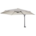Parasol mural pour balcon terrasse avec m�t inclinable 3m polyester aluminium / acier 9kg couleur cr�me ...