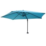 Parasol mural pour balcon terrasse avec m�t inclinable 3m polyester aluminium / acier 9kg couleur turquoise ...