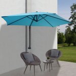 Parasol mural casoria, parasol d�port� pour le balcon, 3m, inclinable turquoise