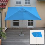 Parasol n23, parasol de jardin, 2x3m rectangulaire inclinable, polyester / aluminium 4, 5kg bleu