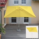 Parasol n23, parasol de jardin, 2x3m rectangulaire inclinable, polyester / aluminium 4, 5kg jaune