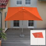 Parasol n23, parasol de jardin, 2x3m rectangulaire inclinable, polyester / aluminium 4, 5kg terracotta ...