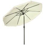Parasol octogonal inclinable Ø 2, 68 x 2, 32h m m�t acier noir polyester haute densit� 180 g / m cr�me ...